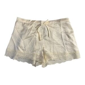 Women's Cream Lace Trim Pajama Shorts